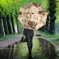 Aloha Hawaii Paniolo Khaki Palaka Umbrella Coastal Rodeo - Polynesian Pride