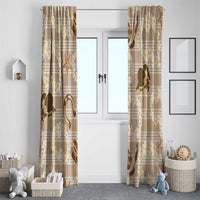 Aloha Hawaii Paniolo Khaki Palaka Window Curtain Coastal Rodeo - Polynesian Pride