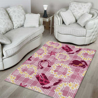 Aloha Hawaii Paniolo Lokelani Rose Palaka Area Rug Coastal Rodeo - Polynesian Pride