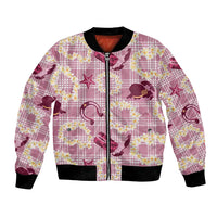 Aloha Hawaii Paniolo Lokelani Rose Palaka Bomber Jacket Coastal Rodeo LT7 Unisex Rose Pink - Polynesian Pride