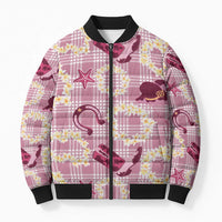 Aloha Hawaii Paniolo Lokelani Rose Palaka Bomber Puffer Jacket Coastal Rodeo - Polynesian Pride