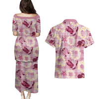 Aloha Hawaii Paniolo Lokelani Rose Palaka Couples Matching Puletasi and Hawaiian Shirt Coastal Rodeo - Polynesian Pride