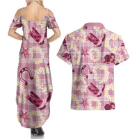 Aloha Hawaii Paniolo Lokelani Rose Palaka Couples Matching Summer Maxi Dress and Hawaiian Shirt Coastal Rodeo - Polynesian Pride