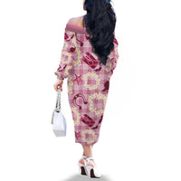 Aloha Hawaii Paniolo Lokelani Rose Palaka Family Matching Off The Shoulder Long Sleeve Dress and Hawaiian Shirt Coastal Rodeo - Polynesian Pride