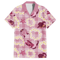 Aloha Hawaii Paniolo Lokelani Rose Palaka Family Matching Off Shoulder Maxi Dress and Hawaiian Shirt Coastal Rodeo - Polynesian Pride