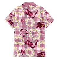 Aloha Hawaii Paniolo Lokelani Rose Palaka Family Matching Off Shoulder Maxi Dress and Hawaiian Shirt Coastal Rodeo - Polynesian Pride
