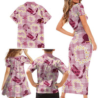 Aloha Hawaii Paniolo Lokelani Rose Palaka Family Matching Short Sleeve Bodycon Dress and Hawaiian Shirt Coastal Rodeo - Polynesian Pride
