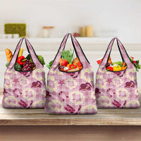 Aloha Hawaii Paniolo Lokelani Rose Palaka Grocery Bag Coastal Rodeo - Polynesian Pride