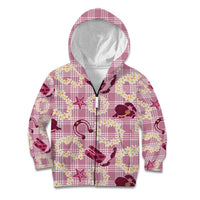 Aloha Hawaii Paniolo Lokelani Rose Palaka Kid Hoodie Coastal Rodeo LT7 Zip Hoodie Rose Pink - Polynesian Pride