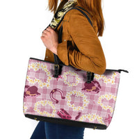 Aloha Hawaii Paniolo Lokelani Rose Palaka Leather Tote Bag Coastal Rodeo - Polynesian Pride