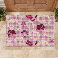 Aloha Hawaii Paniolo Lokelani Rose Palaka Rubber Doormat Coastal Rodeo LT7 Rose Pink - Polynesian Pride