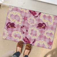 Aloha Hawaii Paniolo Lokelani Rose Palaka Rubber Doormat Coastal Rodeo LT7 - Polynesian Pride