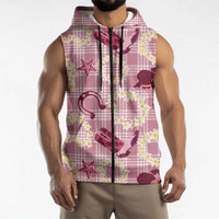 Aloha Hawaii Paniolo Lokelani Rose Palaka Sleeveless Zip Hoodie Coastal Rodeo LT7 - Polynesian Pride