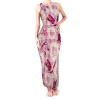 Aloha Hawaii Paniolo Lokelani Rose Palaka Tank Maxi Dress Coastal Rodeo LT7 Women Rose Pink - Polynesian Pride