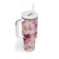 Aloha Hawaii Paniolo Lokelani Rose Palaka Tumbler With Handle Coastal Rodeo - Polynesian Pride