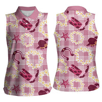 Aloha Hawaii Paniolo Lokelani Rose Palaka Women Sleeveless Polo Shirt Coastal Rodeo - Polynesian Pride