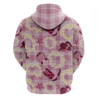 Aloha Hawaii Paniolo Lokelani Rose Palaka Zip Hoodie Coastal Rodeo - Polynesian Pride