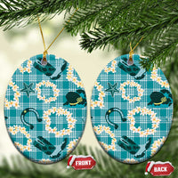Aloha Hawaii Paniolo Teal Palaka Ceramic Ornament Coastal Rodeo - Polynesian Pride