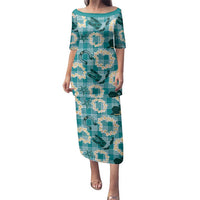 Aloha Hawaii Paniolo Teal Palaka Family Matching Puletasi and Hawaiian Shirt Coastal Rodeo - Polynesian Pride