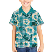 Aloha Hawaii Paniolo Teal Palaka Family Matching Puletasi and Hawaiian Shirt Coastal Rodeo - Polynesian Pride