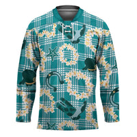 Aloha Hawaii Paniolo Teal Palaka Hockey Jersey Coastal Rodeo - Polynesian Pride
