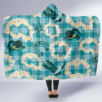 Aloha Hawaii Paniolo Teal Palaka Hooded Blanket Coastal Rodeo - Polynesian Pride