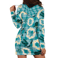 Aloha Hawaii Paniolo Teal Palaka Hoodie Dress Coastal Rodeo - Polynesian Pride