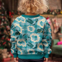 Aloha Hawaii Paniolo Teal Palaka Kid Ugly Christmas Sweater Coastal Rodeo - Polynesian Pride