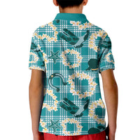 Aloha Hawaii Paniolo Teal Palaka Kid Polo Shirt Coastal Rodeo - Polynesian Pride