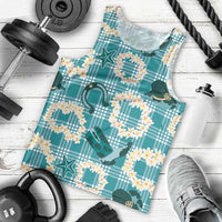 Aloha Hawaii Paniolo Teal Palaka Men Tank Top Coastal Rodeo - Polynesian Pride