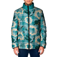 Aloha Hawaii Paniolo Teal Palaka Padded Jacket Coastal Rodeo - Polynesian Pride