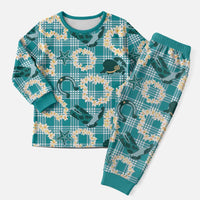 Aloha Hawaii Paniolo Teal Palaka Christmas Pajama Set Coastal Rodeo - Polynesian Pride