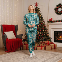 Aloha Hawaii Paniolo Teal Palaka Christmas Pajama Set Coastal Rodeo - Polynesian Pride