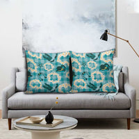 Aloha Hawaii Paniolo Teal Palaka Pillow Cover Coastal Rodeo - Polynesian Pride