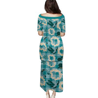 Aloha Hawaii Paniolo Teal Palaka Puletasi Coastal Rodeo - Polynesian Pride