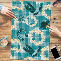 Aloha Hawaii Paniolo Teal Palaka Puzzle Coastal Rodeo - Polynesian Pride