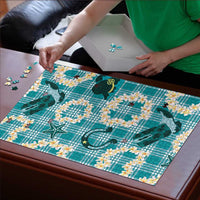 Aloha Hawaii Paniolo Teal Palaka Puzzle Coastal Rodeo - Polynesian Pride