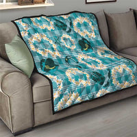 Aloha Hawaii Paniolo Teal Palaka Quilt Coastal Rodeo - Polynesian Pride