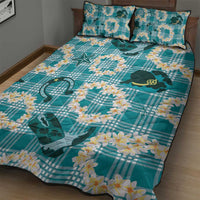 Aloha Hawaii Paniolo Teal Palaka Quilt Bed Set Coastal Rodeo - Polynesian Pride