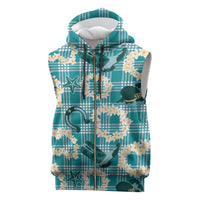 Aloha Hawaii Paniolo Teal Palaka Sleeveless Zip Hoodie Coastal Rodeo LT7