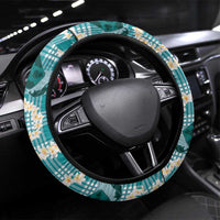 Aloha Hawaii Paniolo Teal Palaka Steering Wheel Cover Coastal Rodeo - Polynesian Pride