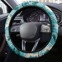 Aloha Hawaii Paniolo Teal Palaka Steering Wheel Cover Coastal Rodeo - Polynesian Pride