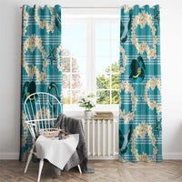 Aloha Hawaii Paniolo Teal Palaka Window Curtain Coastal Rodeo - Polynesian Pride