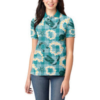 Aloha Hawaii Paniolo Teal Palaka Women Polo Shirt Coastal Rodeo - Polynesian Pride