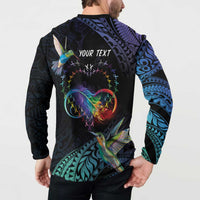 Polynesian Cancers Awareness Button Sweatshirt Hummingbird - Fly High Until We Meet Again