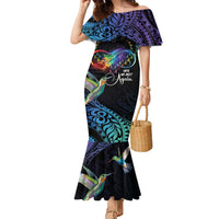 Polynesian Cancers Awareness Family Matching Mermaid Dress and Hawaiian Shirt Hummingbird - Fly High Until We Meet Again