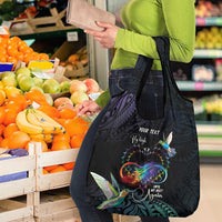 Polynesian Cancers Awareness Grocery Bag Hummingbird - Fly High Until We Meet Again