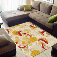 Beige Palaka Hawaii Aloha Area Rug Koi Pond Mix Ilima Flowers - Polynesian Pride