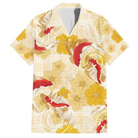 Beige Palaka Hawaii Aloha Family Matching Summer Maxi Dress and Hawaiian Shirt Koi Pond Mix Ilima Flowers - Polynesian Pride