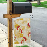 Beige Palaka Hawaii Aloha Garden Flag Koi Pond Mix Ilima Flowers - Polynesian Pride